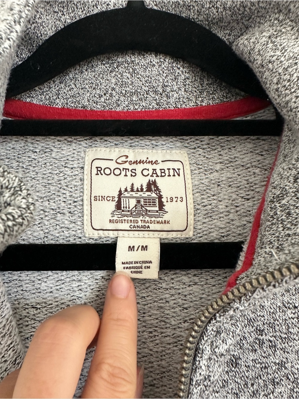 Roots Women's Grey Half-Zip Pullover with Red Logo - Picture 3 of 3